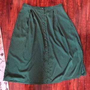 Women’s Polka Dot Button- Front A-Line Midi Skirt